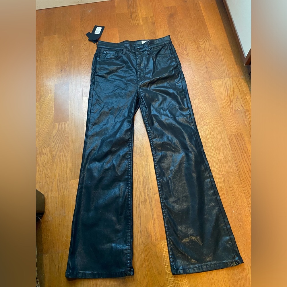 rag & bone CASEY  faux leather coated denim crop jeans sz 27